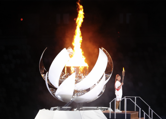 Symbols of inclusion: Japanese tennis star Osaka Naomi lit the Olympic cauldron in the opening ceremony of Tokyo 2020 (Credit: David McIntyre/DGM Photography)