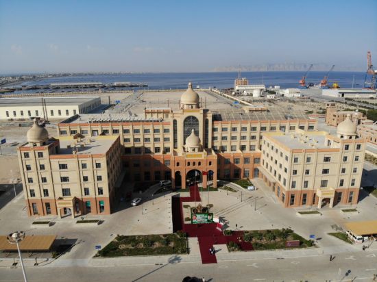 Rolling out the red carpet for old (cash-rich) friends: China business center in Gwadar port, Pakistan (Credit: Anas Abdullah / Shutterstock.com)