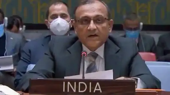 Delhi dodges: Indian ambassador to the UN, TS Tirumurti, addresses the UN Security Council on the Ukraine crisis (Credit: PTI)