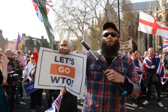 He’s a fan of the WTO: Pro-Brexit demonstration in London, March 2019 (Credit: Paul GE Smyth / Shutterstock.com)