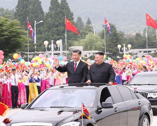 Chinese leader Xi Jinping with Kim Jong-un in Pyongyang, North Korea, 2019 (Credit: Foreign Ministry of the People's Republic of China)