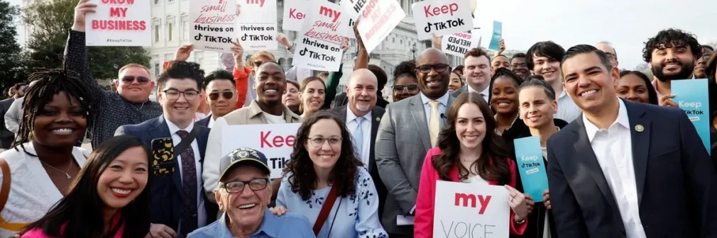 Rally at the US Capitol against a TikTok ban: The controversy is merely a narrow debate of the larger issue of data harvesting and user privacy across platforms, as well as the influence of American legislation (Credit: @RobertGarcia on Twitter)