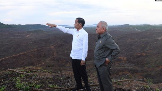 Vision quest: Indonesian President Joko Widodo surveys the site of the new capital with Governor of East Kalimantan Isran Noor (Credit: Akbar Nugroho Gumay/Antara)