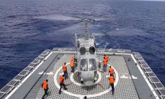 Flight deck of the Chinese destroyer Changchun, August 8: Whenever the People's Liberation Army rolls out major military exercises in the Taiwan Strait, they are a de facto blockade of Taiwan’s ports (Credit: PLA on Weibo)