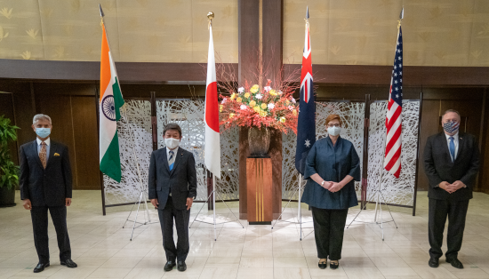 The Quad foreign ministers gather in Tokyo, October 2020 (Credit: Ron Przysucha/US Department of State)