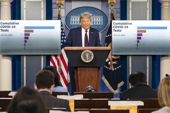 The US president briefing the press on the coronavirus: Technological changes and now the pandemic are prompting a rethink of critical supply chains (Credit: Shealah Craighead/The White House)