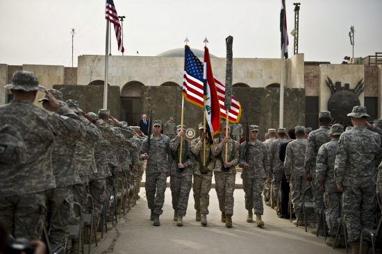 Mission not quite accomplished: Ceremony in Baghdad marking the end of the US combat mission in Iraq in 2011 (Credit: Erin A Kirk-Cuomo/ US Department of Defense)