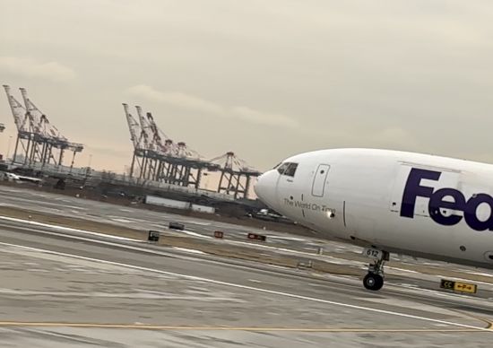 Cargo jet takes off from Newark Liberty International Airport, New Jersey: The weaponization of supply chains has been driven by US concerns about China (Credit: Alejandro Reyes)