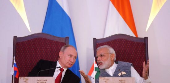 The four of us have concerns…: India’s close strategic partnership with Russia could be useful in helping to defuse tensions over Ukraine (Credit: Mikhail Metzel/President of Russia)