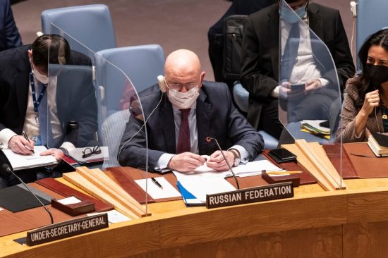 Diplomatic engagement: Vassily Nebenzia, Russia’s ambassador to the UN, at the January 31, 2022, Security Council session (Credit: lev radin / Shutterstock.com)